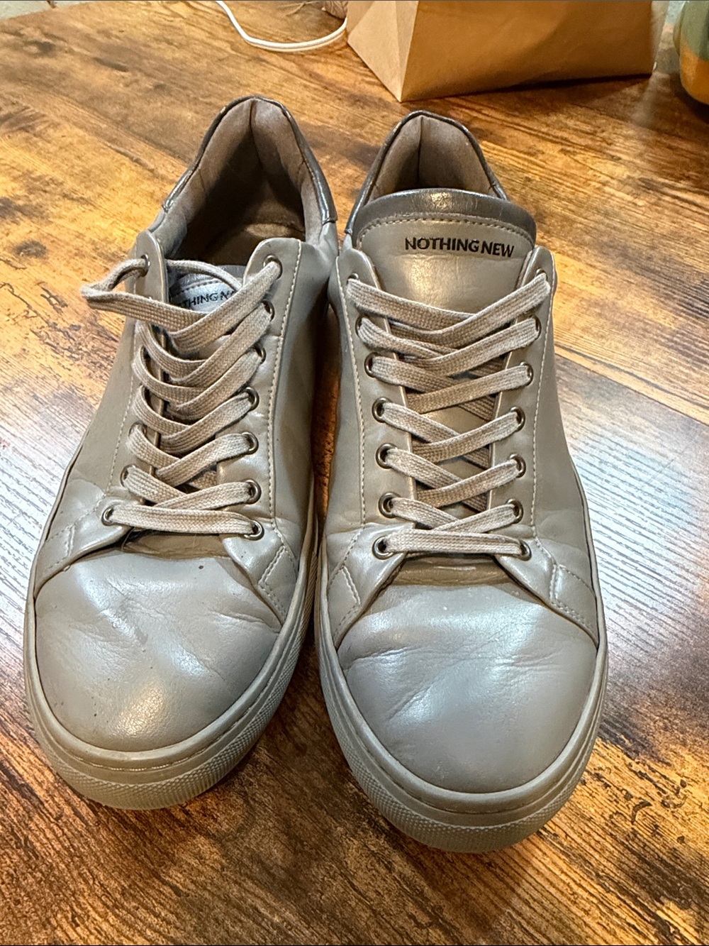 Nothing New Men’s Gray Leather Lace-Up Sneakers